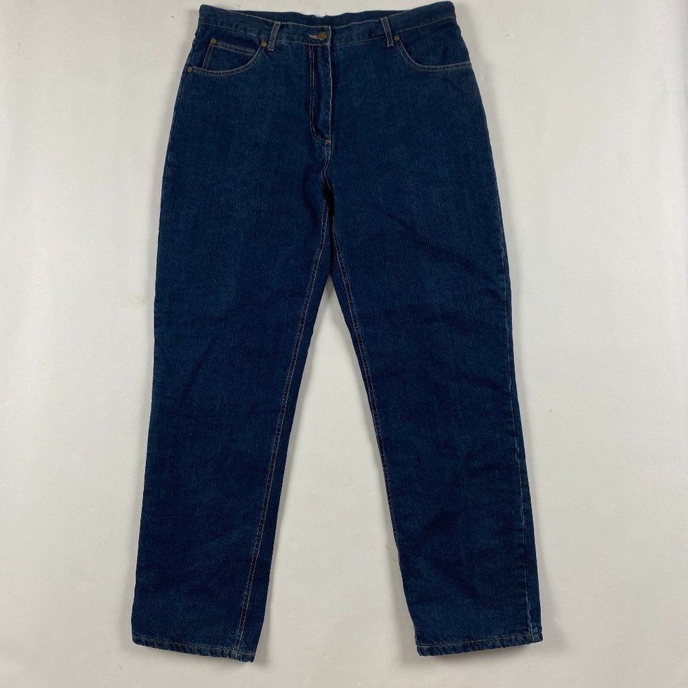 Woolrich Fleece Lined Jeans Women's Size 12 Blue Cotton Denim